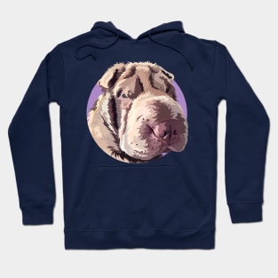 Sweet Shar Pei Gemma Stylized Portrait Art with Lilac background Hoodie